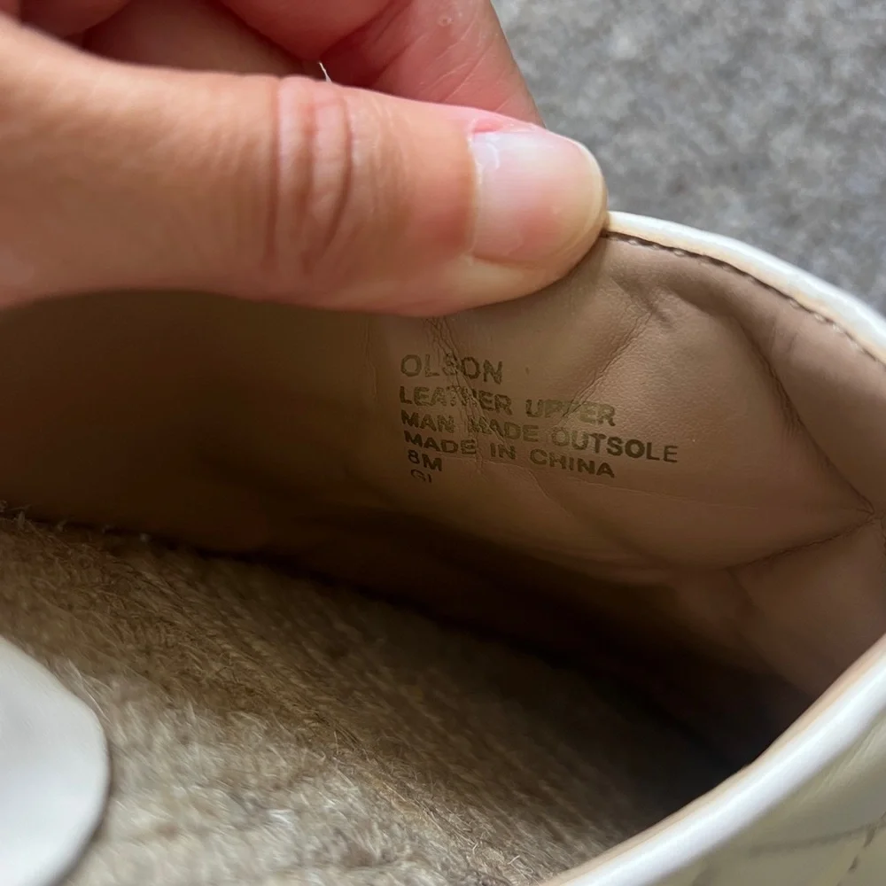 Aerosoles‎ Olson Cream Espadrille Slides Leather Flat Mules Shoes Women’s Size 8